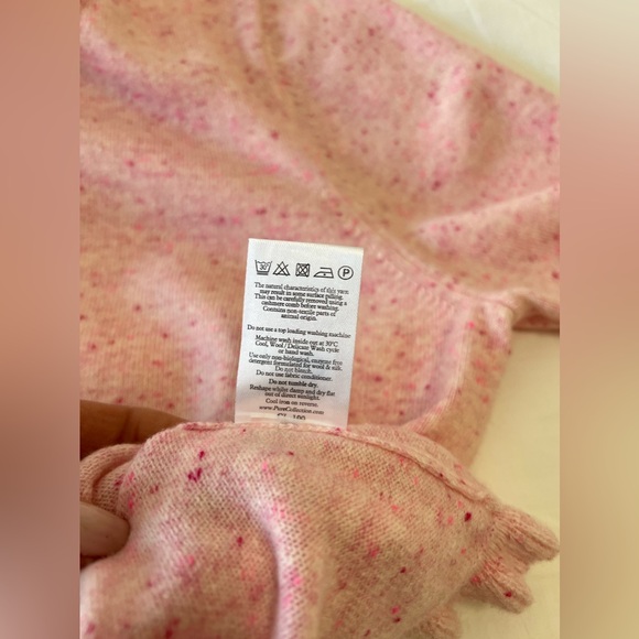 PURE COLLECTION | Women’s SZ 12 | Pink Cashmere Ruffle Trim Cardigan Sweater EUC - Picture 8 of 12